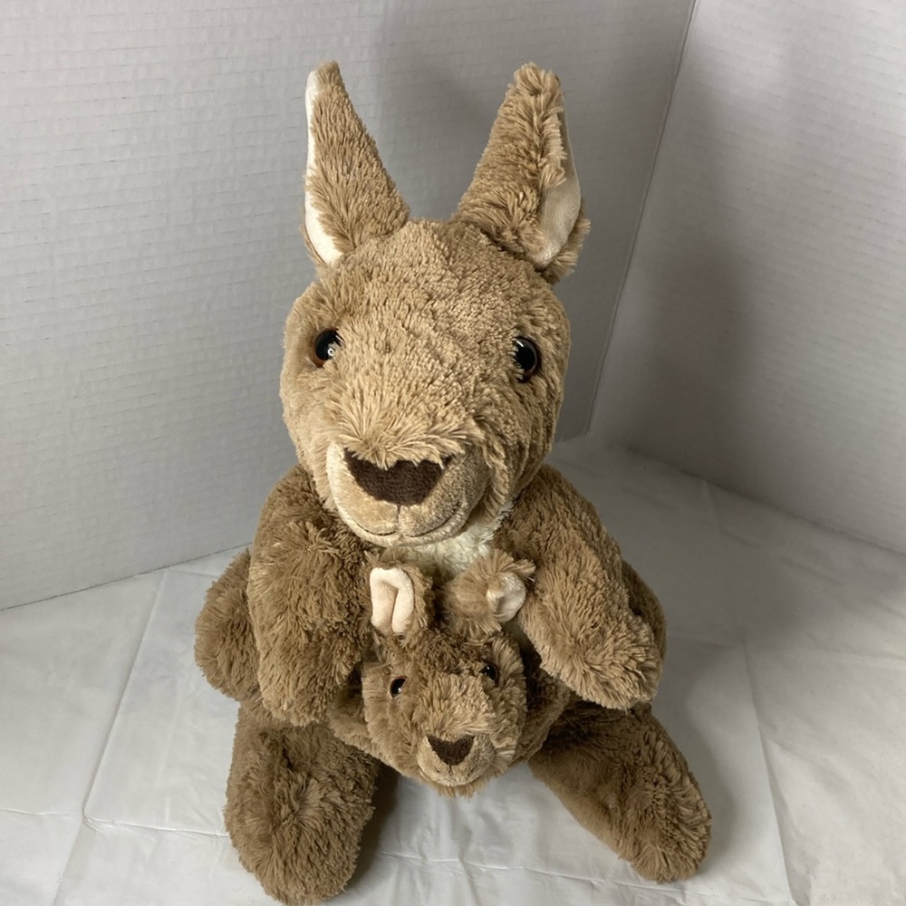 Wild Republic Kangaroo and Baby Joey in Pouch Plush Stuffed Animal Brown & Cream